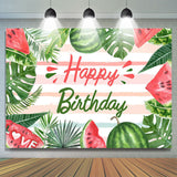 Allenjoy Watermelon Monsteras Stripe Summer Birthday Backdrop