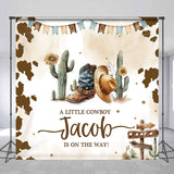 Allenjoy Western Cowboy Cactus Custom Baby Shower Backdrop