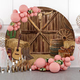 Allenjoy Western Cowboy Wooden Barn Round Birthday Backdrop