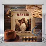 Allenjoy Western Wooden Cowboy Custom Photo Birthday Backdrop