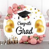 Allenjoy White And Golden Balloons Round Congrategrad Backdrop