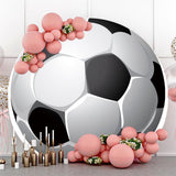 Allenjoy White Black Football Circle Happy Birthday Backdrop