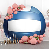 Allenjoy White Blue Volleyball Simple Round Birthday Backdrop