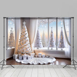 Allenjoy White Christmas Tree Windows Photoshoot Backdrop