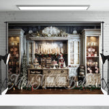 Allenjoy White Cupboard Dessert Nutcracker Christmas Backdrop