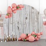 Allenjoy White Faded Wood Plank Round Backdrop Birthday