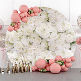 Allenjoy White Flowers Wall Leaves Round Wedding Backdrop