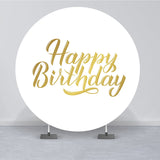 Allenjoy White Gold Simple Birthday Round Party Backdrops