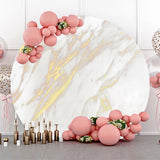 Allenjoy White Golden Marble Simple Round Birthday Backdrop