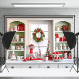 Allenjoy White Green Christmas Kitchen Photoshoot Backdrop