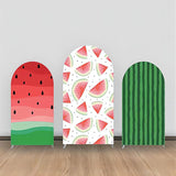 Allenjoy White Green Watermelon Patterns Arch Backdrop Kit