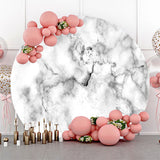 Allenjoy White Grey Marble Texture Round Birthday Backdrop