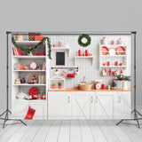 Allenjoy White Kitchen Theme Merry Christmas Holiday Backdrop