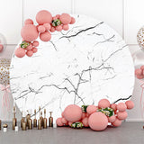 Allenjoy White Marble Texture Black Round Birthday Backdrop