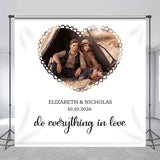 Allenjoy White Personalized Heart Photo Wedding Backdrop