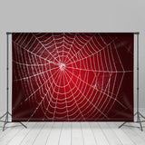 Allenjoy White Spider Web Red Spooky Backdrop Party