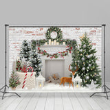 Allenjoy White Wall Brick Happy Holiday Christmas Backdrop