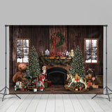 Allenjoy White Winter With Christmas Element Wooden Backdrop