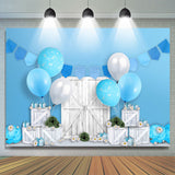 Allenjoy White Wooden Blue Balloons Happy Birthday Backdrop