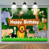 Allenjoy Wild Animals Green Leaves Birthday Backdrop Boy