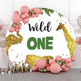 Allenjoy Wild One Glitter Animals Round Birthday Backdrop