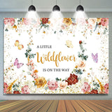 Allenjoy Wildflower Butterfly Baby Shower Backdrop Girls