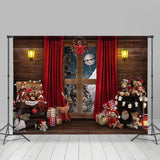 Allenjoy Window Bear Moon Elk Christmas Photography Backdrop