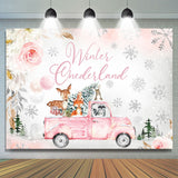 Allenjoy Winter Onederland Animals Truck 1St Birthday Backdrop