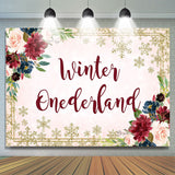 Allenjoy Winter Onederland Golden Snow 1St Birthday Backdrop