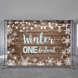 Allenjoy Winter Onederland Snowflake Wood Boy Birthday Backdrop