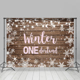 Allenjoy Winter Onederland Snowflake Wood Girl Birthday Backdrop