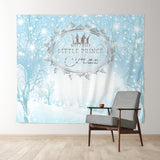 Allenjoy Winter Prince Snowflakes Custom Baby Shower Backdrop