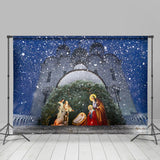 Allenjoy Winter Snow Night Nativity Photo Christmas Backdrop