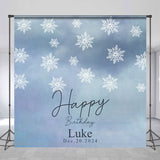 Allenjoy Winter Snowflake Blue Custom Name Birthday Backdrop