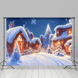 Allenjoy Winter Snowflake Quiet Village Christmas Backdrop