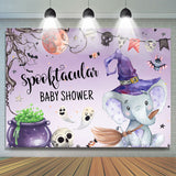 Allenjoy Wizard Elephant Purple Halloween Baby Shower Background