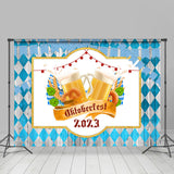 Allenjoy Wood Blue Diamond Oktoberfest 2023 Party Backdrop