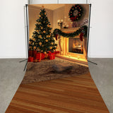 Allenjoy Wood Fireplace Christmas Tree Photo Booth Backdrop