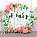 Allenjoy Wood Monstera Animals Round Baby Shower Backdrop