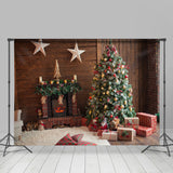 Allenjoy Wooden House Star Fireplace Gift Christmas Backdrop