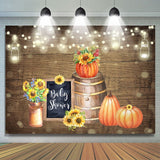 Allenjoy Wooden Pumpkin And Sunflower Baby Shower Backgruond