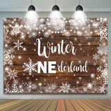 Allenjoy Wooden Winter Onederland Snowflake Birthday Backdrop