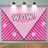 Allenjoy Wow Pink Sparkle Stripe Birthday Backdrop Girls