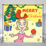 Allenjoy Yellow Girl Monster Tree Merry Christmas Backdrop