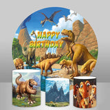 Allenjoy Yellow Montain Dinosaur Themed Circlr Birthday Backdrop