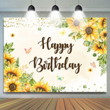 Allenjoy Yellow Sunflower Butterfly Happy Birthday Background