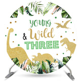 Allenjoy Young Wild Three Dinosaur Birthday Circle Backdrop