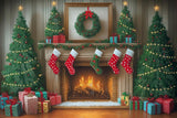 Allenjoy Antique Cozy Holiday Mantle Photography Backdrop Gbsx-01046