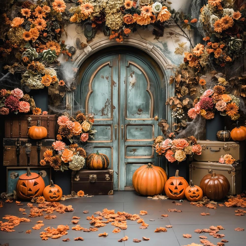 Allenjoy Autumn Arched Door Floral Photography Backdrop Gbsx-00550