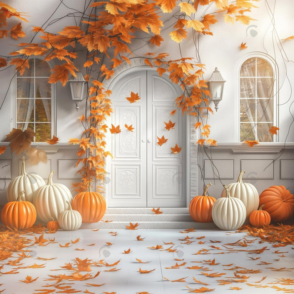 Allenjoy Autumn Arched White Door Photography Backdrop GBSX-00110
